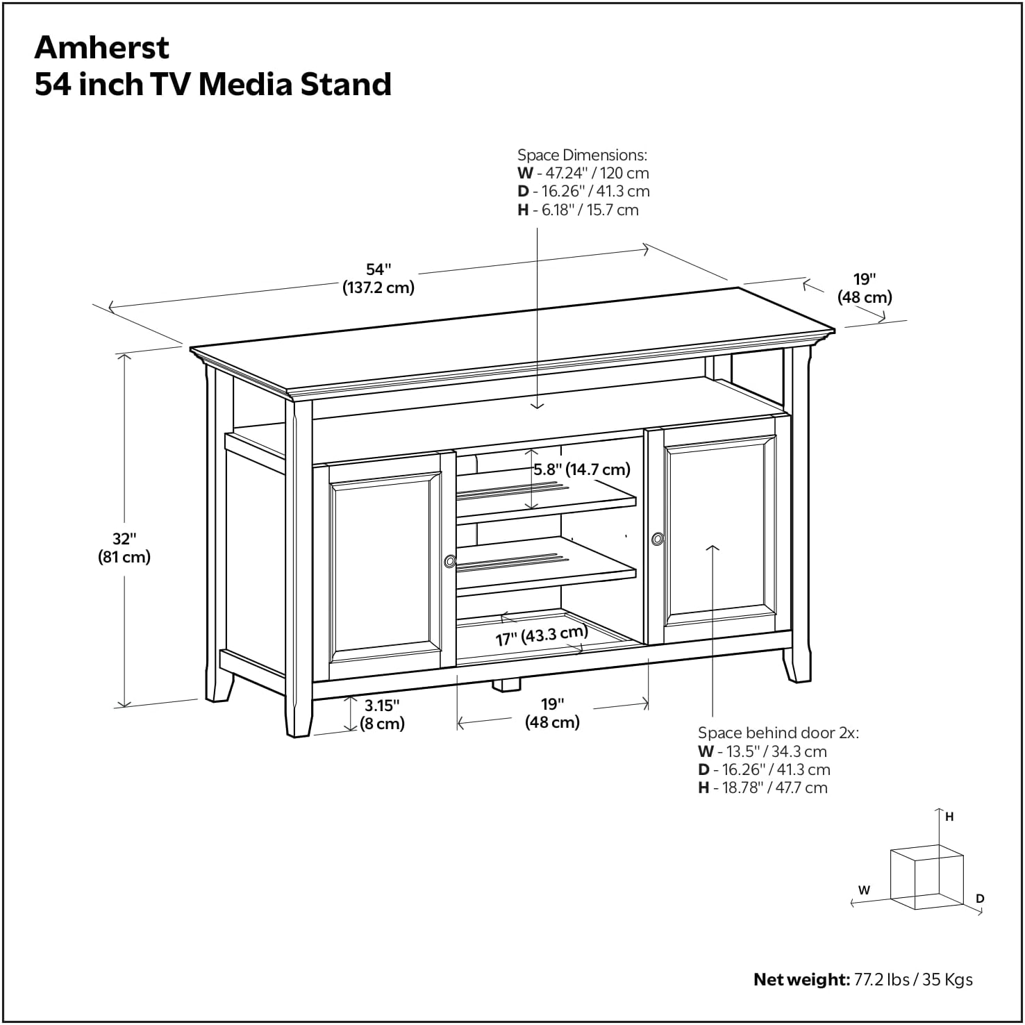 54-Inch Wide Teak Wood TV Stand thumbnail 2