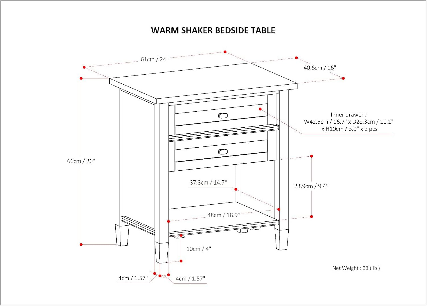 Transitional Bedside Nightstand Table thumbnail 3