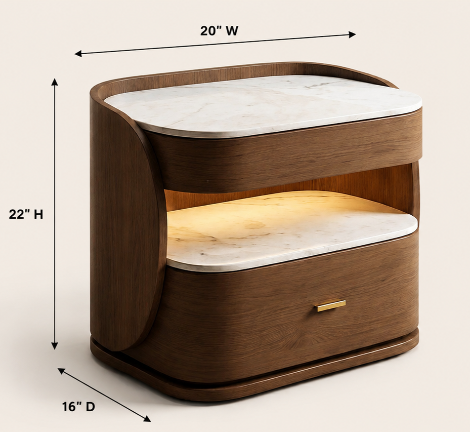 Modern Bedside with marble-top thumbnail 2