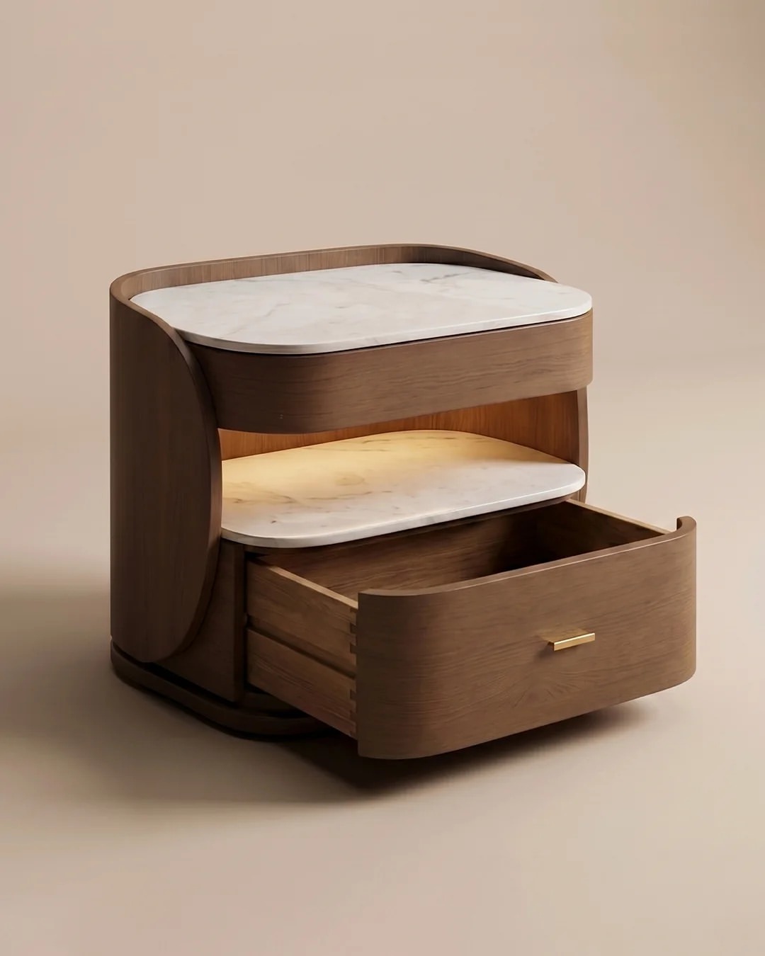 Modern Bedside with marble-top thumbnail 8