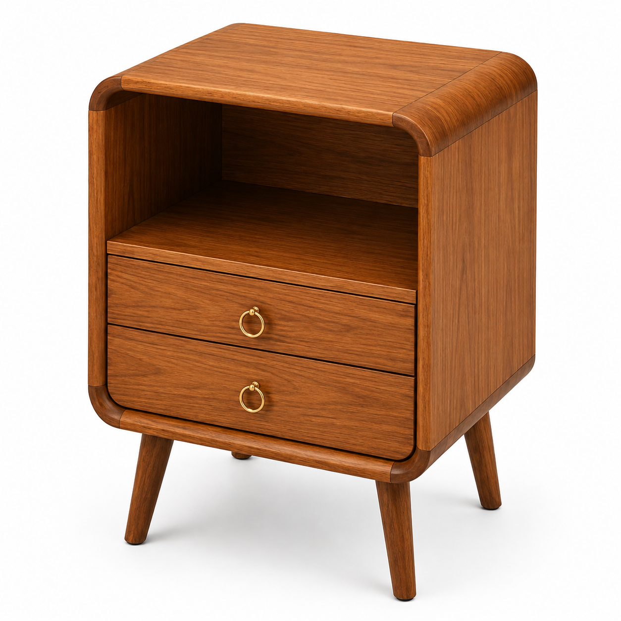 Teak 2-Drawer Bedside Table thumbnail 2