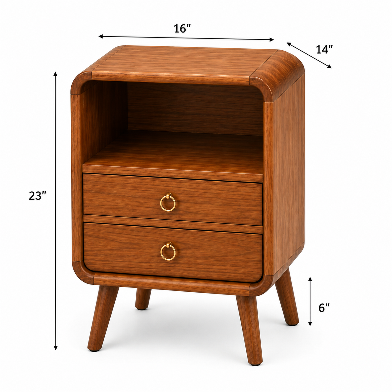 Teak 2-Drawer Bedside Table thumbnail 5