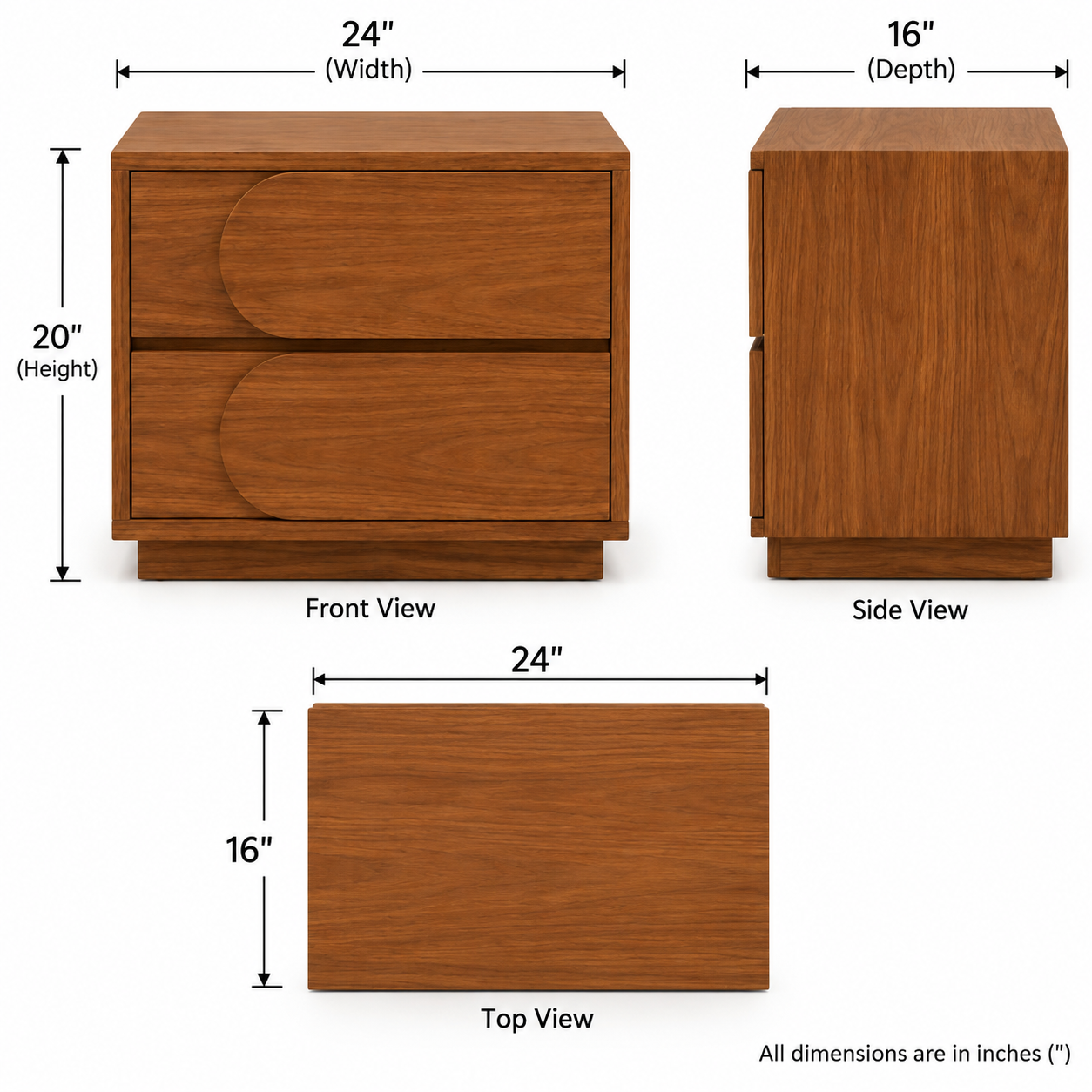 2-Drawer Bedside Table / Nightstand thumbnail 2