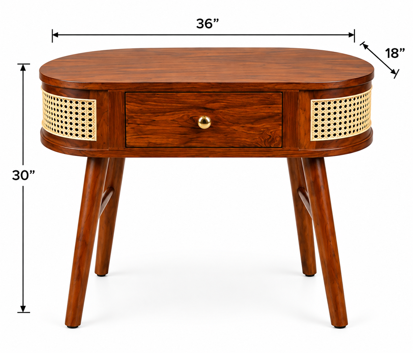 36" Console Table with Cane Panels & Drawer thumbnail 3
