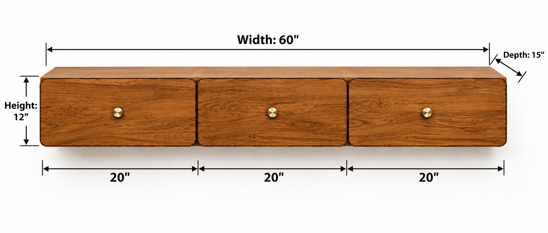 60" Floating TV Unit with 3 Drawers thumbnail 4