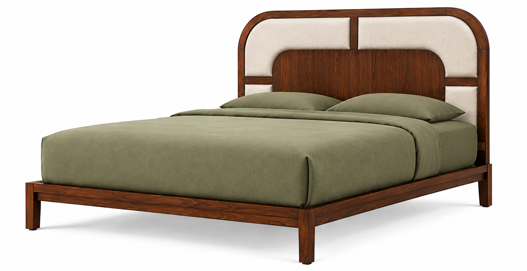 Bed with Upholstered Arch Headboard – 78" thumbnail 3