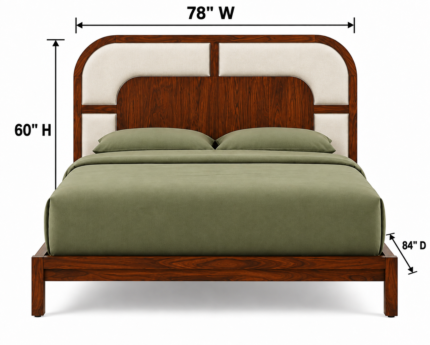 Bed with Upholstered Arch Headboard – 78" thumbnail 6