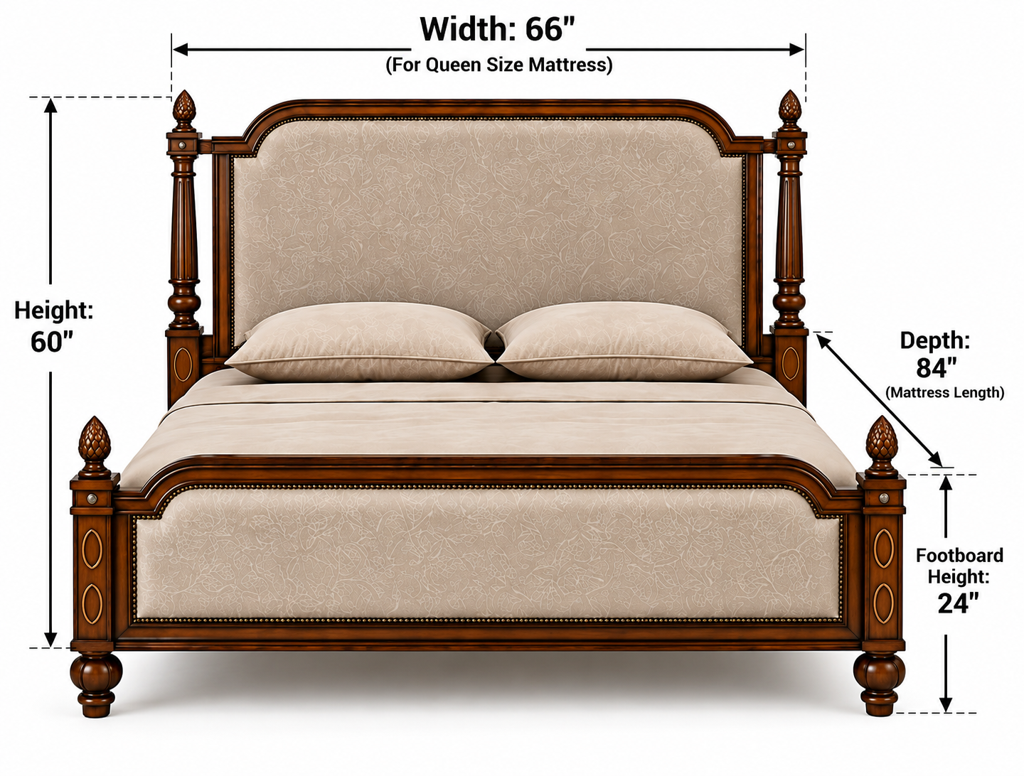 Bed with Upholstered Headboard & Footboard thumbnail 6