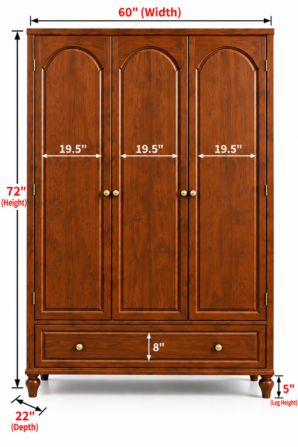 3-Door Wardrobe with Drawer thumbnail 4