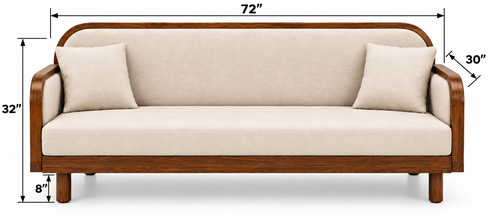 3-Seater Sofa – Curved Wooden Frame thumbnail 2