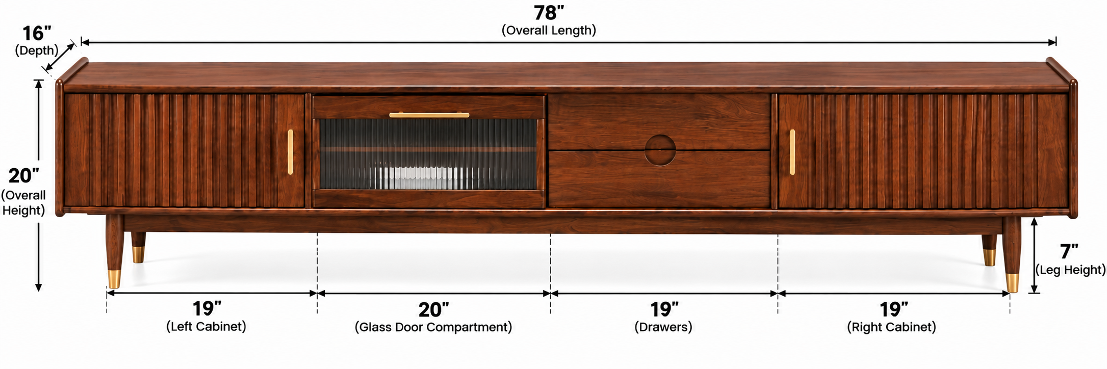 78" TV Stand with Fluted Cabinets thumbnail 6