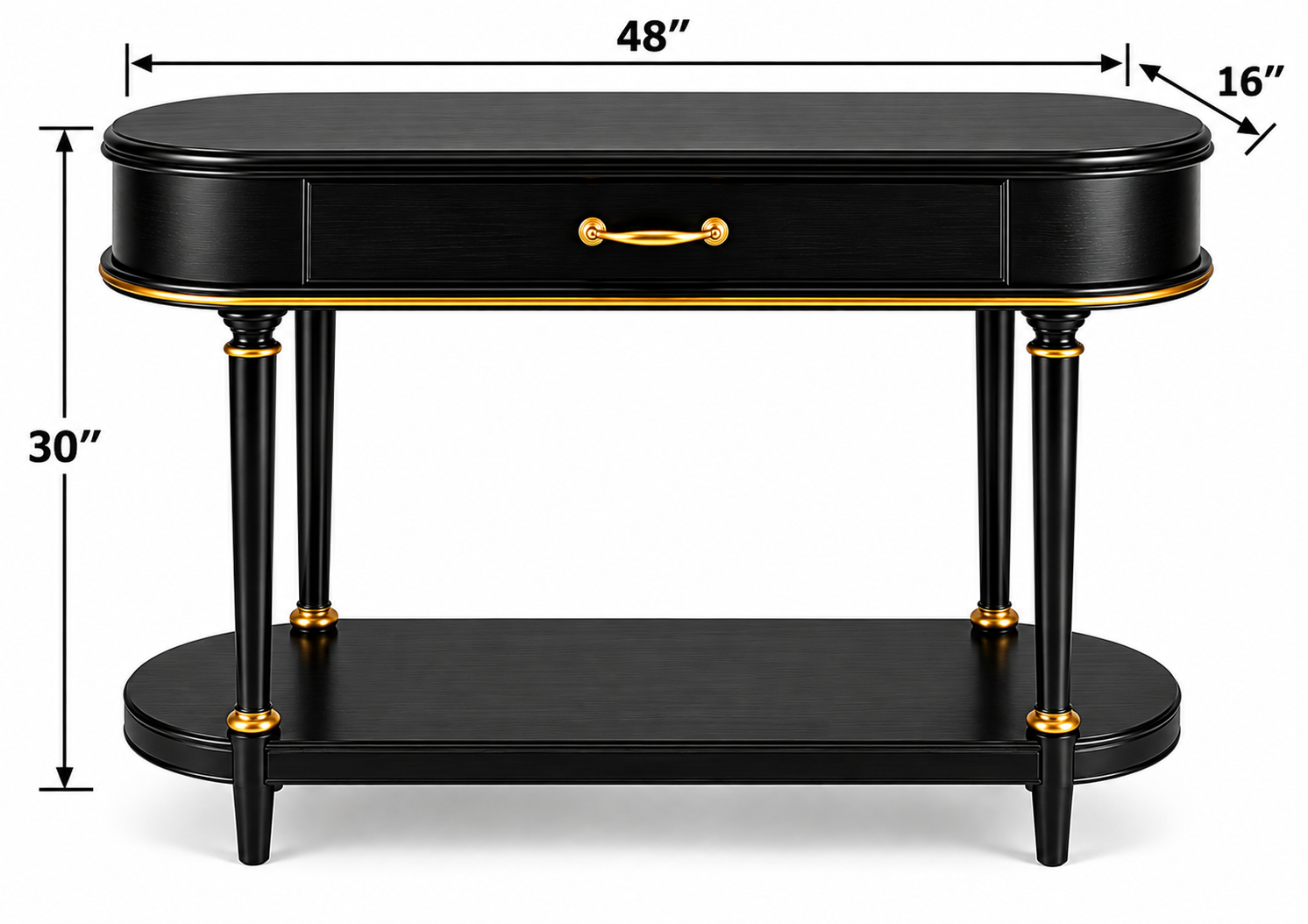 48" Black Wood Console Table thumbnail 5