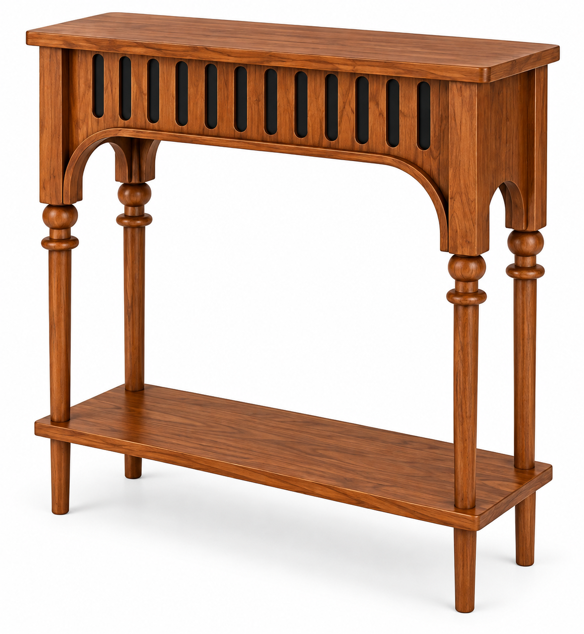 48" Teak Wood Console Table with Lower Shelf thumbnail 2