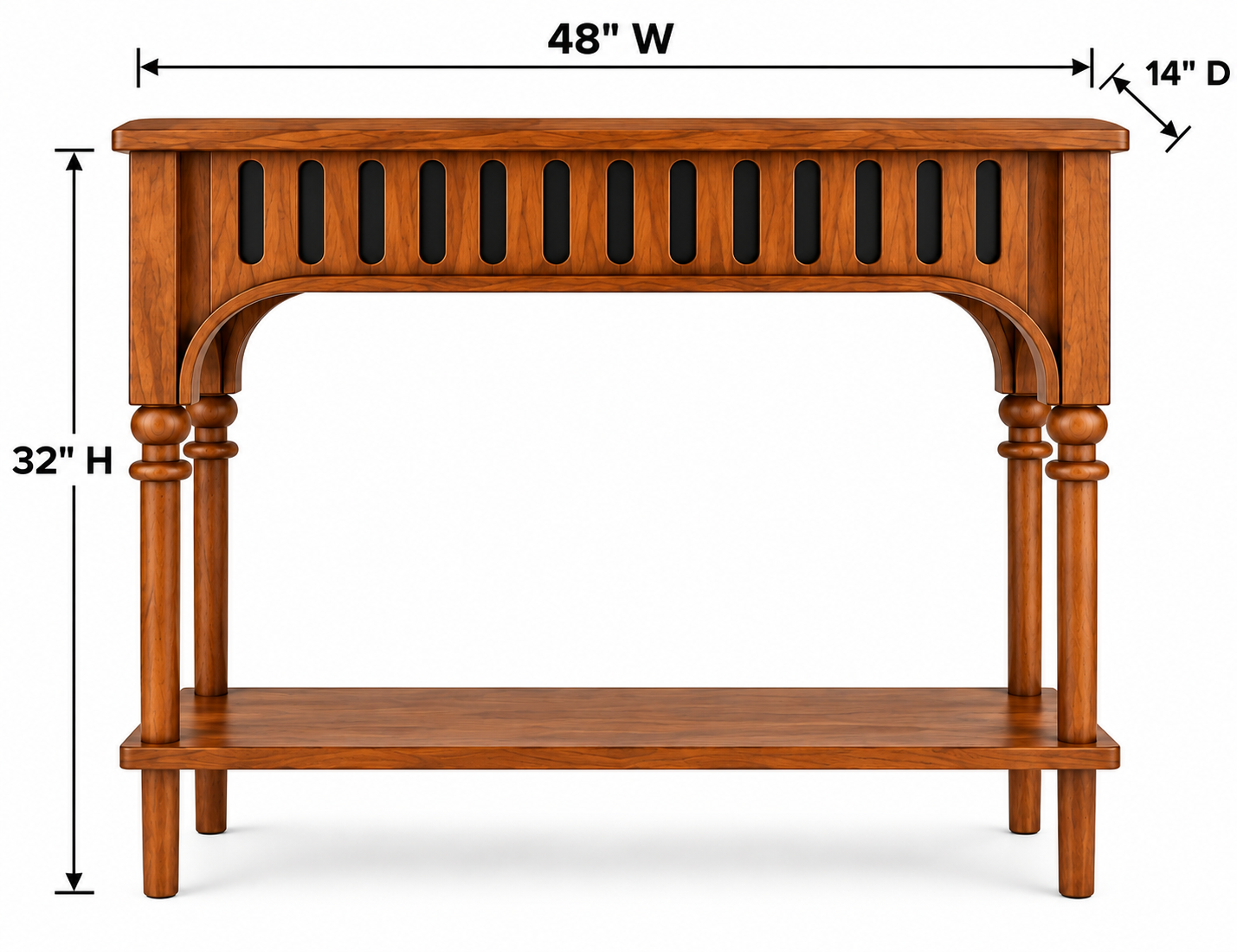 48" Teak Wood Console Table with Lower Shelf thumbnail 5