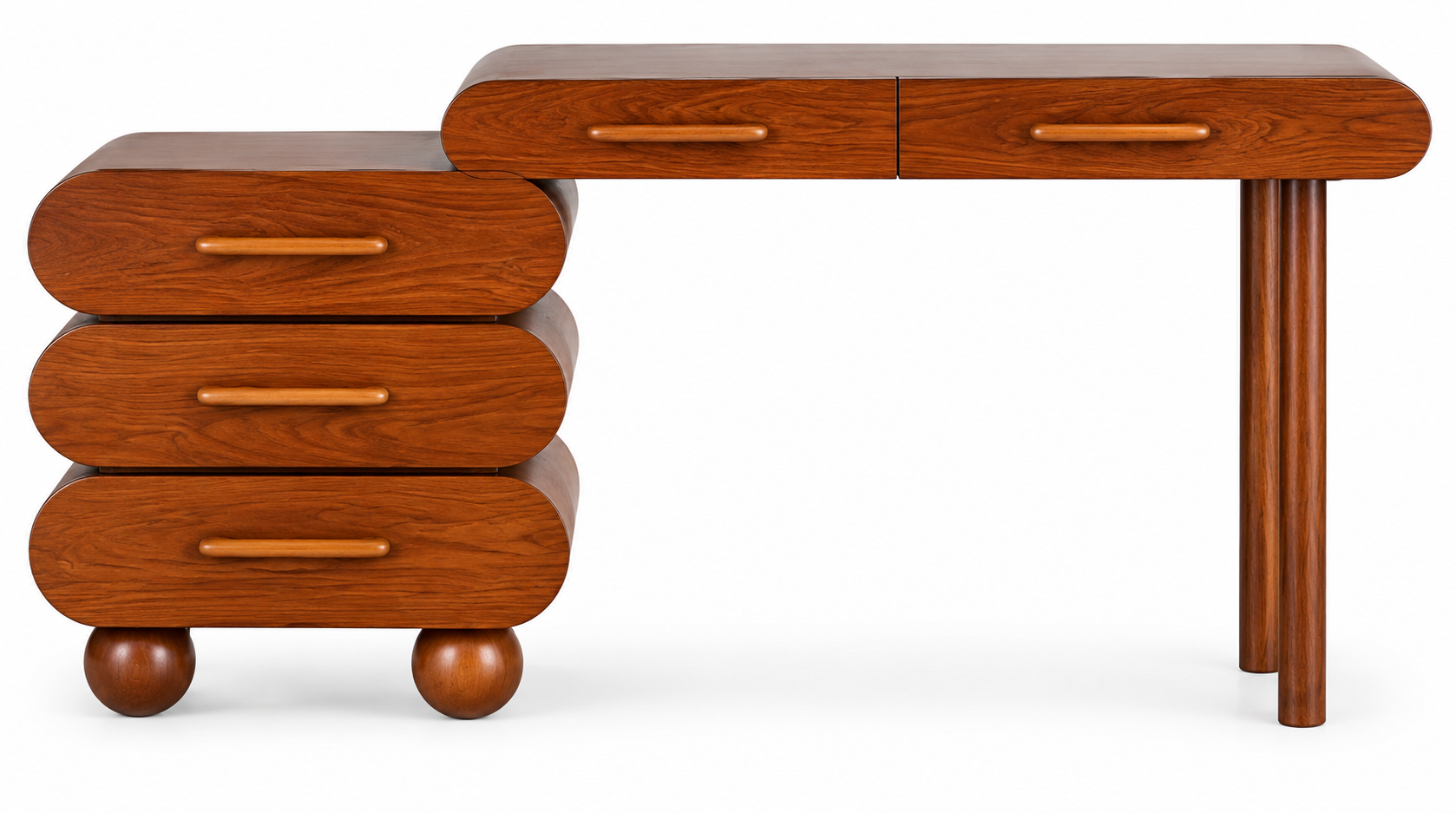 Rounded Writing Desk with 5 Drawers