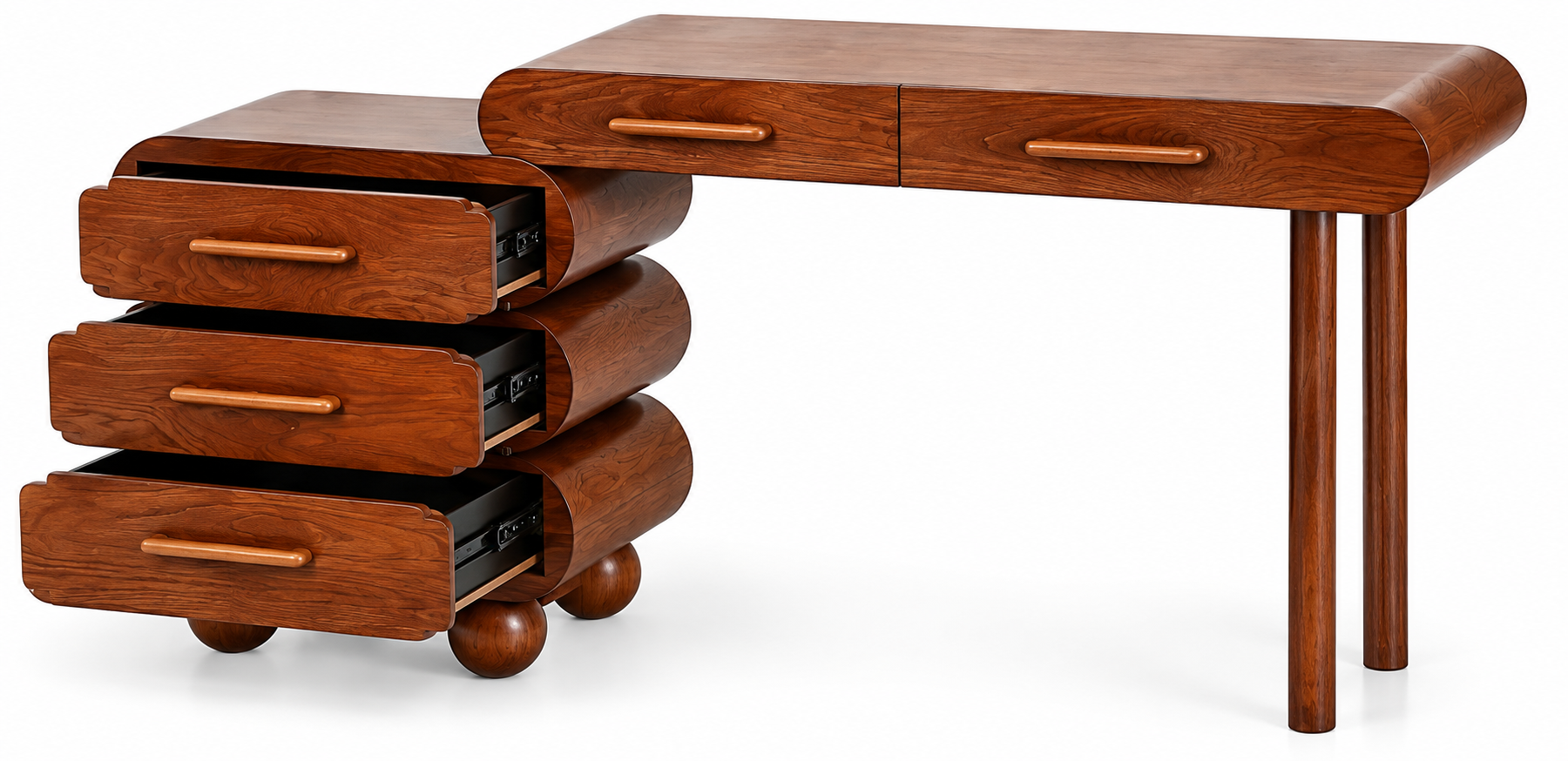 Rounded Writing Desk with 5 Drawers thumbnail 2