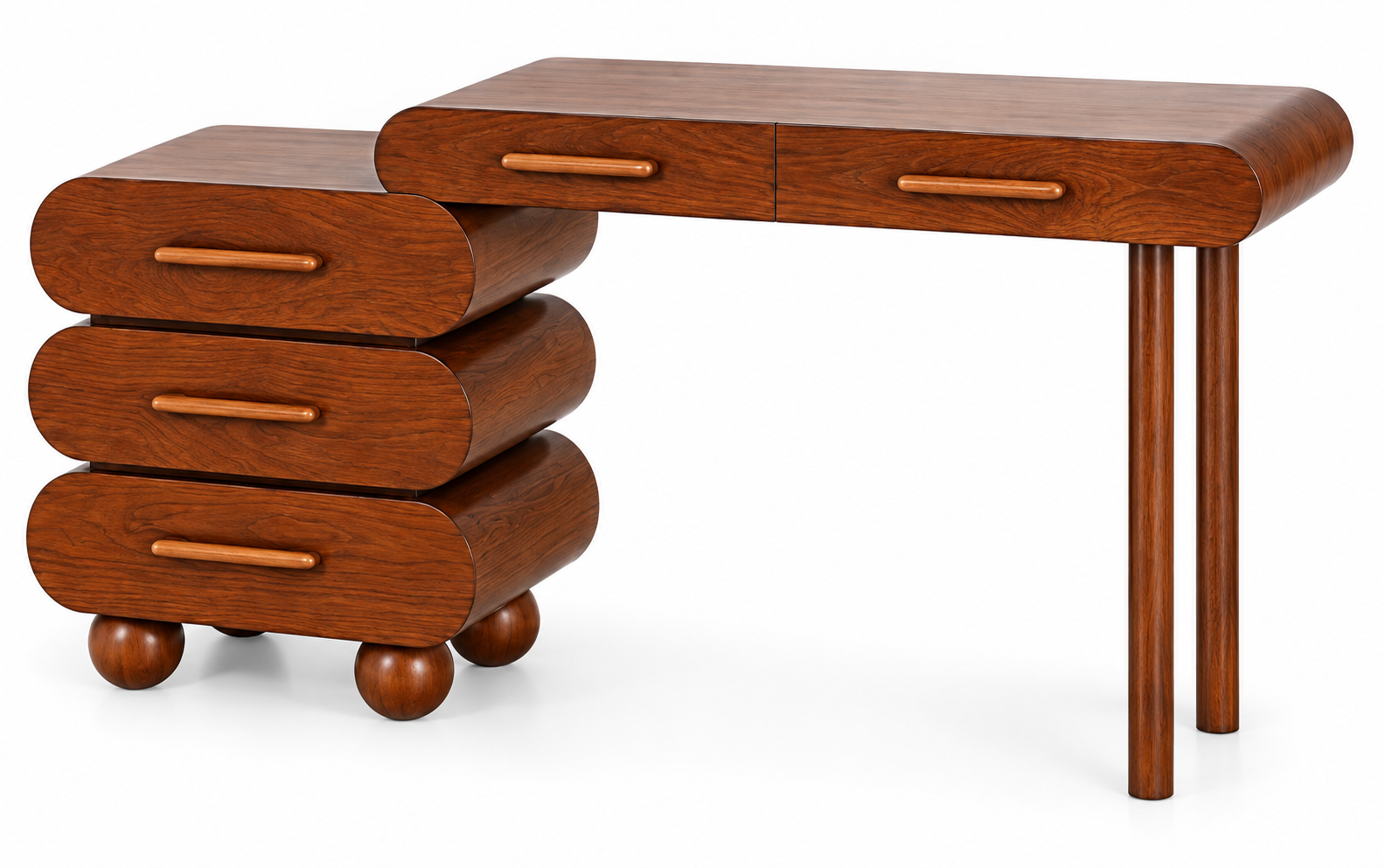 Rounded Writing Desk with 5 Drawers thumbnail 3