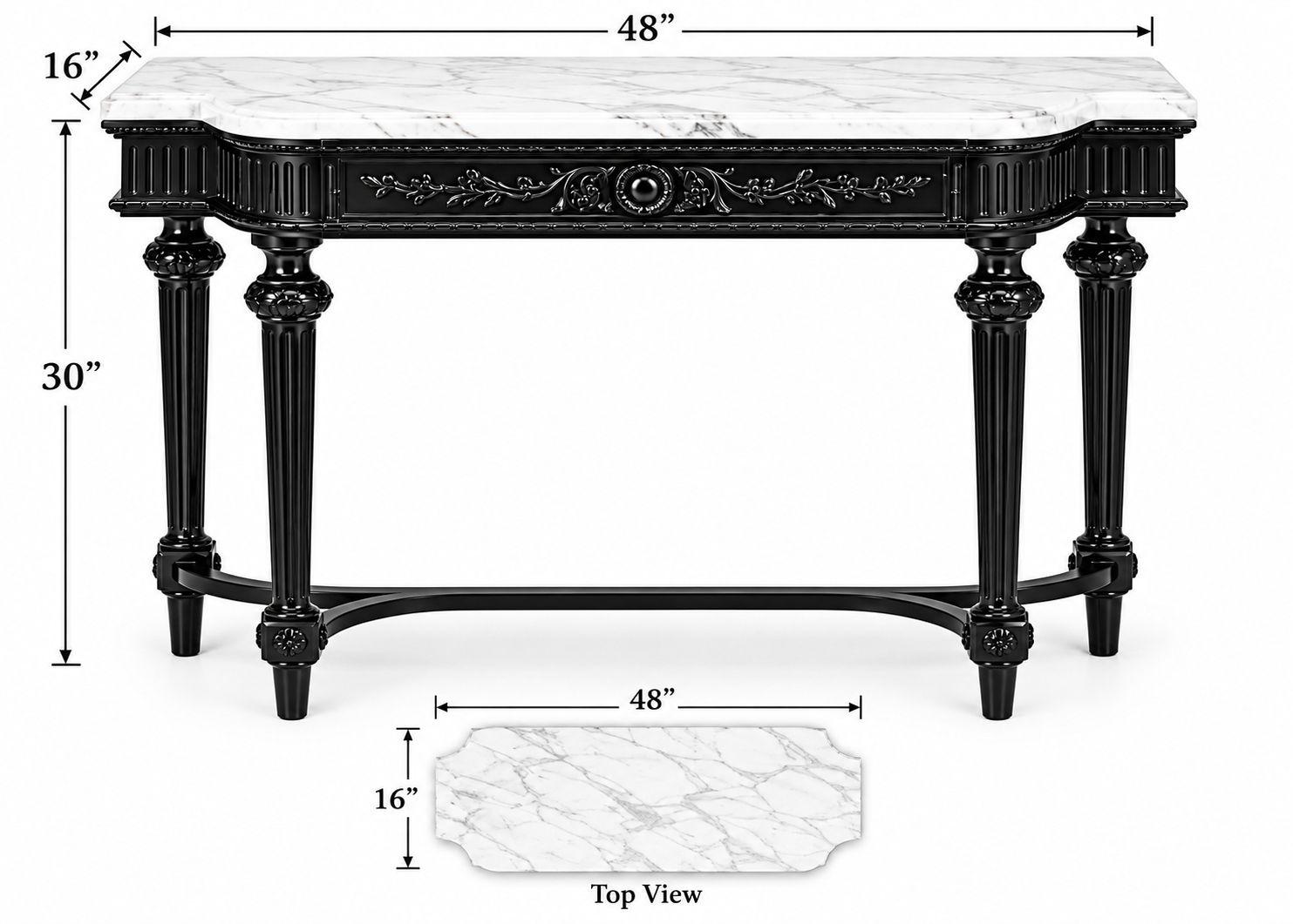 Console Table with White Marble Top thumbnail 4