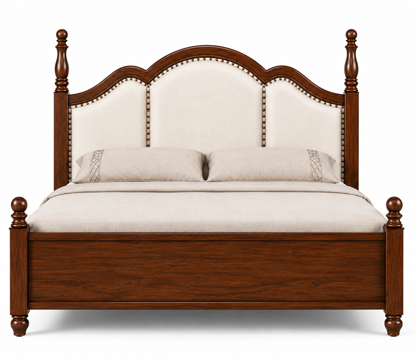 Bed with Upholstered Curved Headboard
