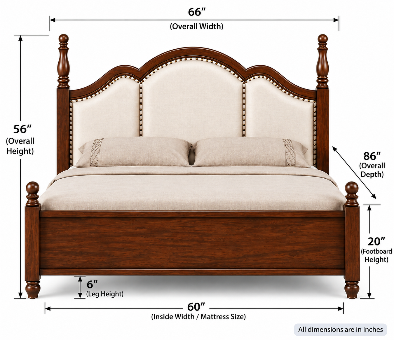 Bed with Upholstered Curved Headboard thumbnail 6