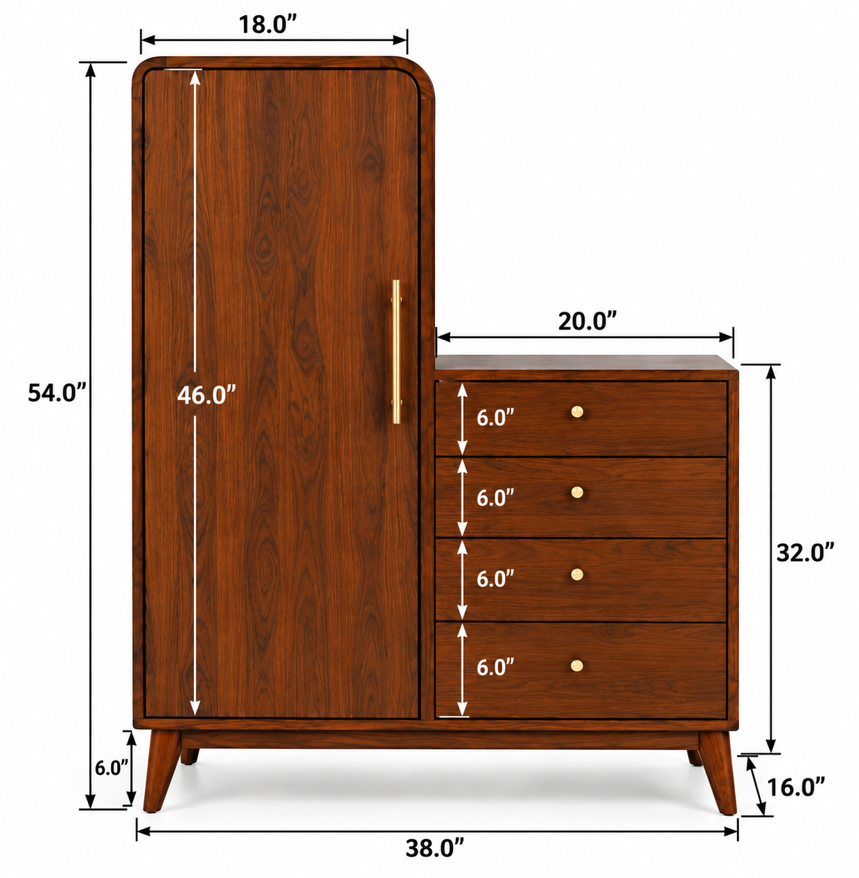 Arched Wardrobe with 4 Drawers thumbnail 4