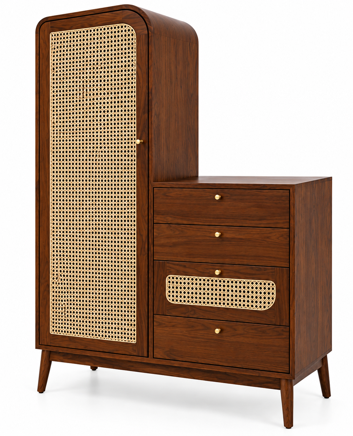 Cane Arched Wardrobe with 4 Drawers thumbnail 2