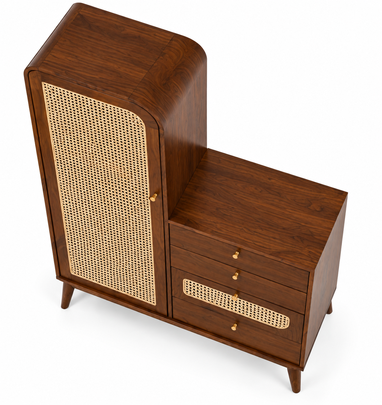 Cane Arched Wardrobe with 4 Drawers thumbnail 3
