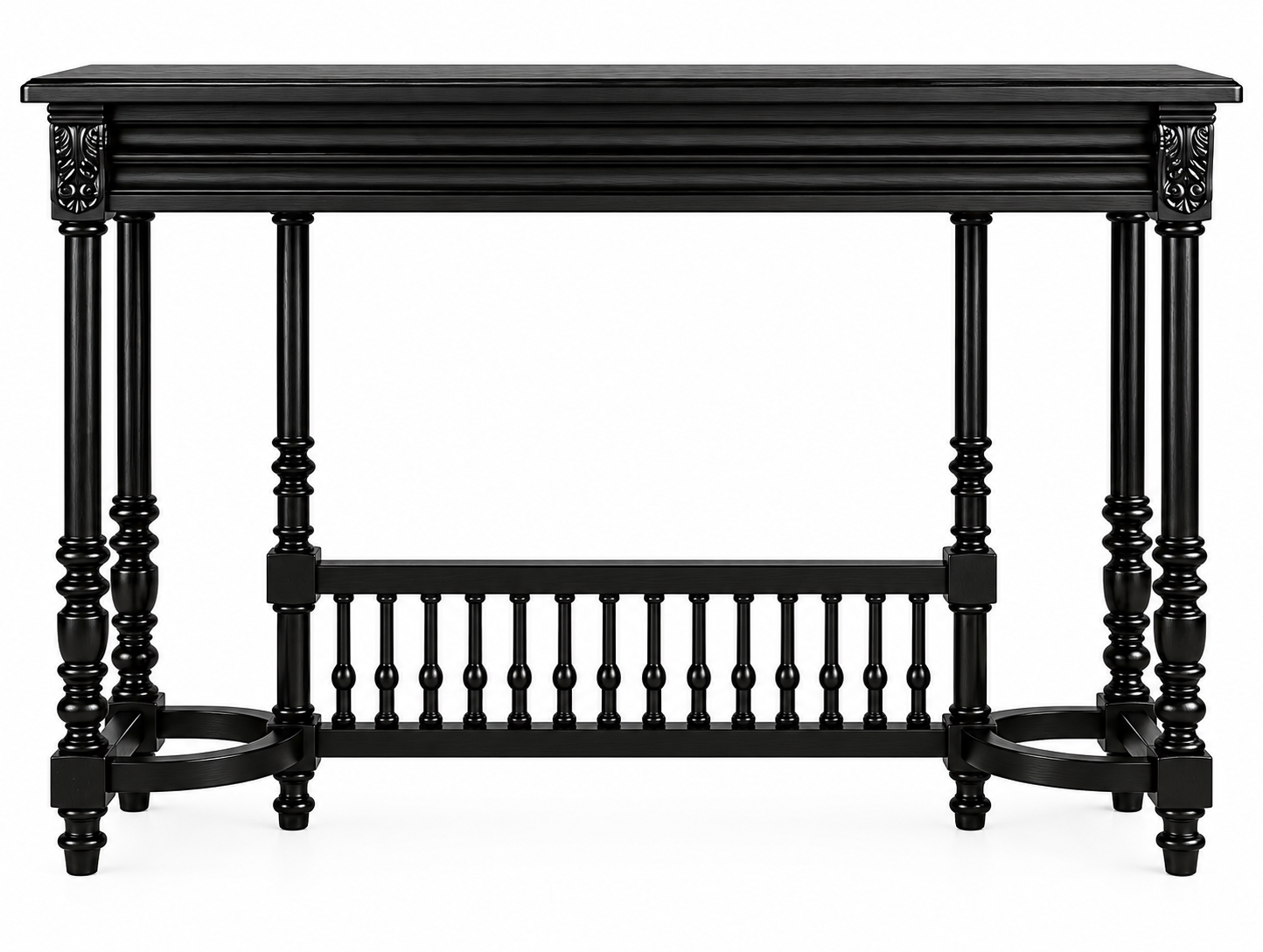 48-Inch Console Table with Decorative Turned Legs & Lower Rail