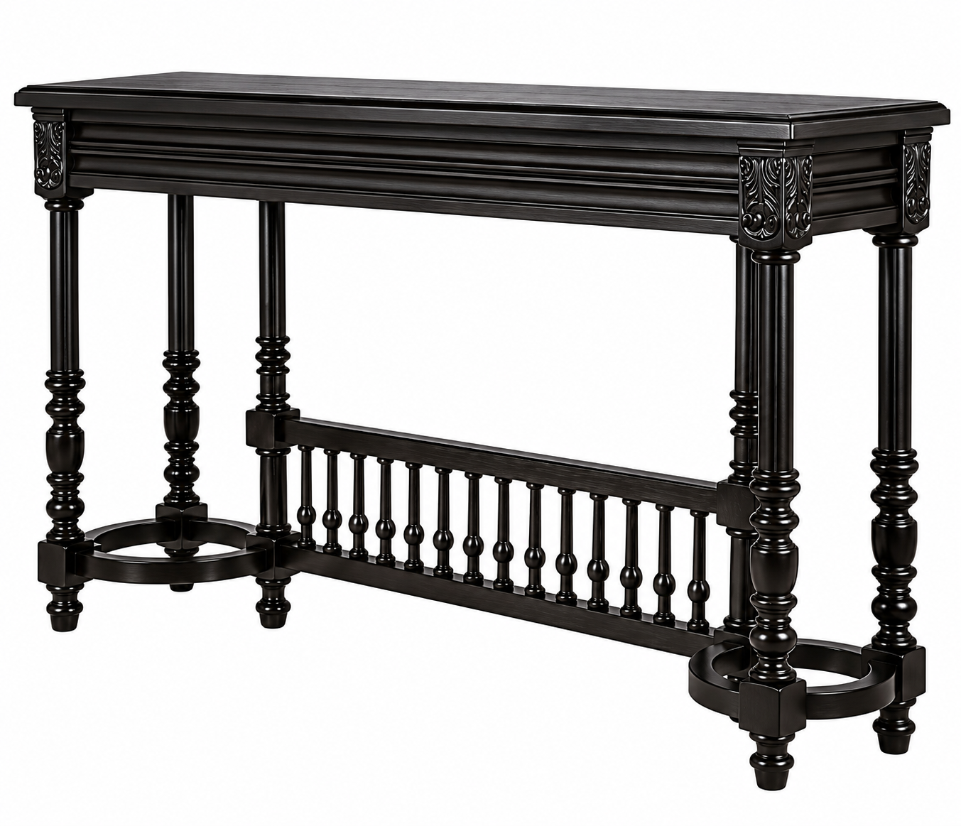 48-Inch Console Table with Decorative Turned Legs & Lower Rail thumbnail 2