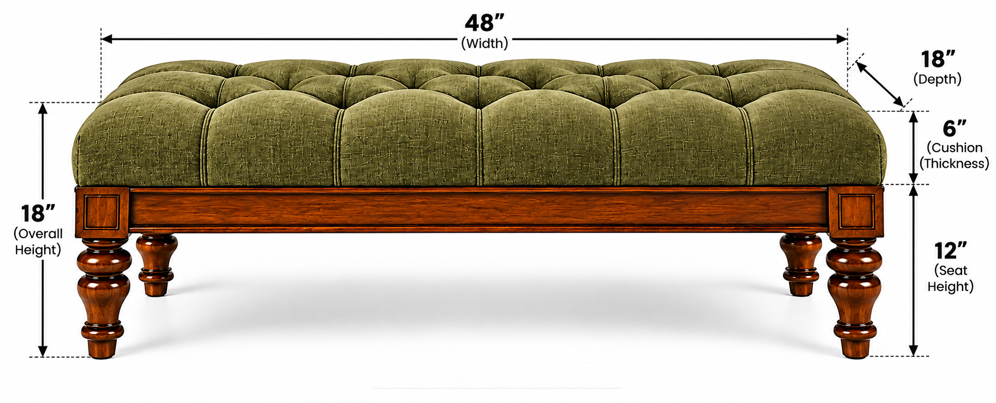 48-Inch Tufted Bench thumbnail 5