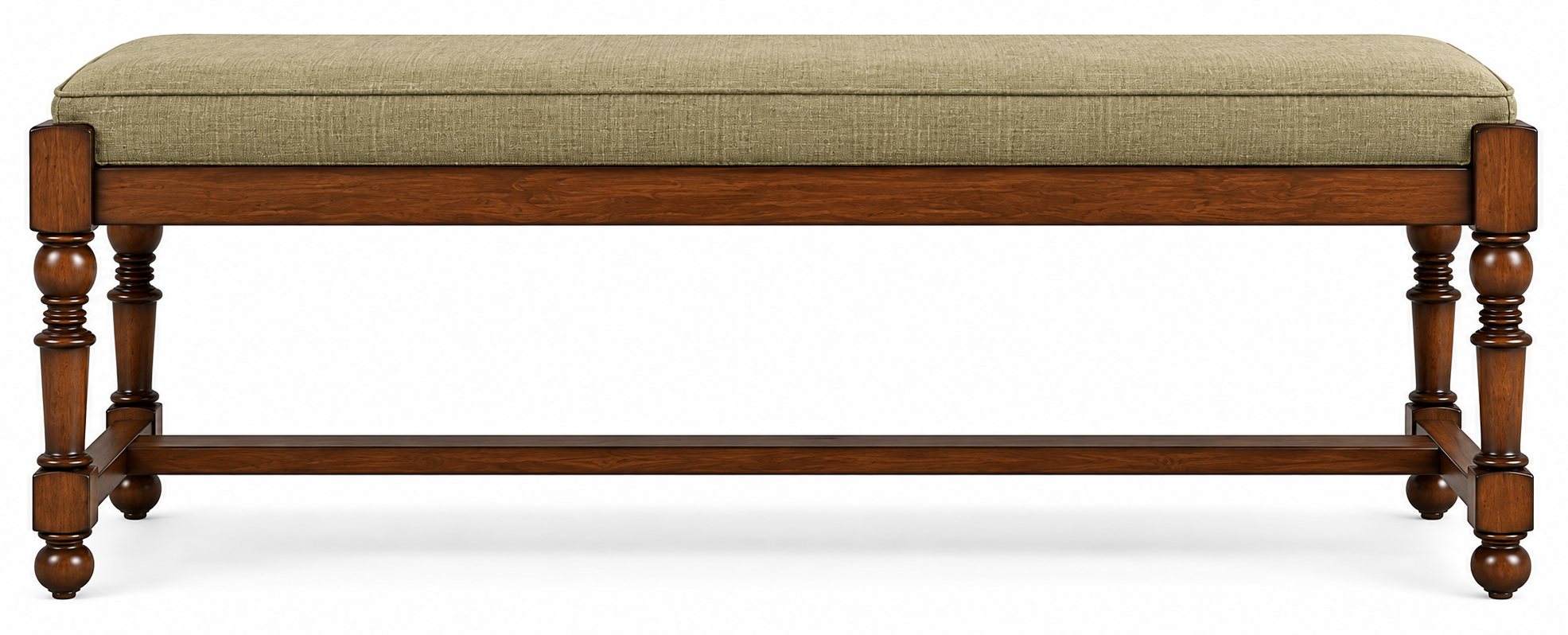 48" Upholstered Bench with Turned Legs