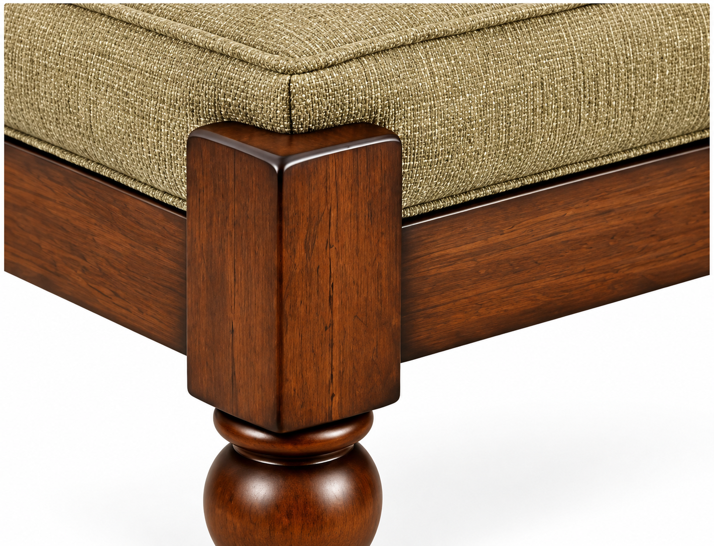 48" Upholstered Bench with Turned Legs thumbnail 3