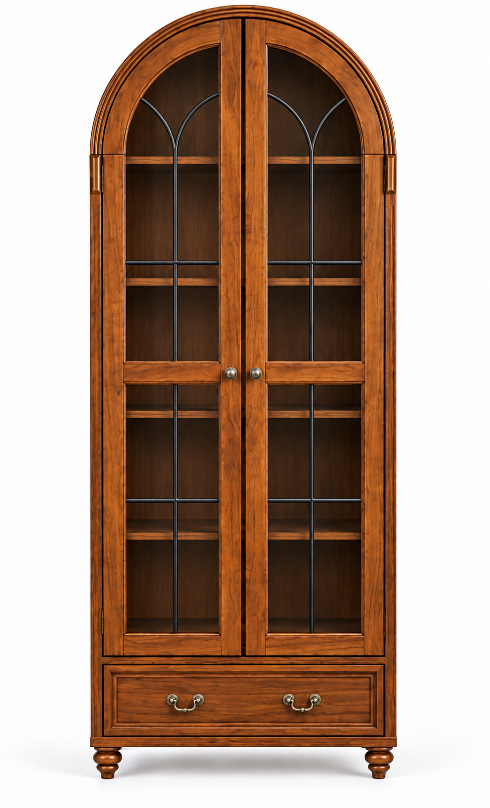 36" Arched Storage Cabinet with Glass Doors & Drawer