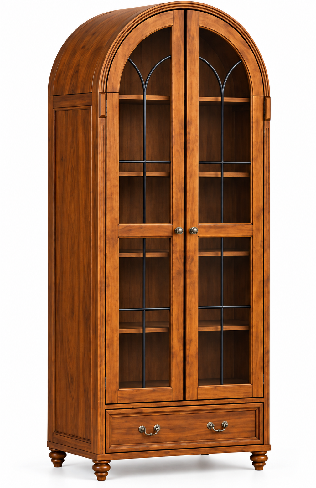 36" Arched Storage Cabinet with Glass Doors & Drawer thumbnail 2