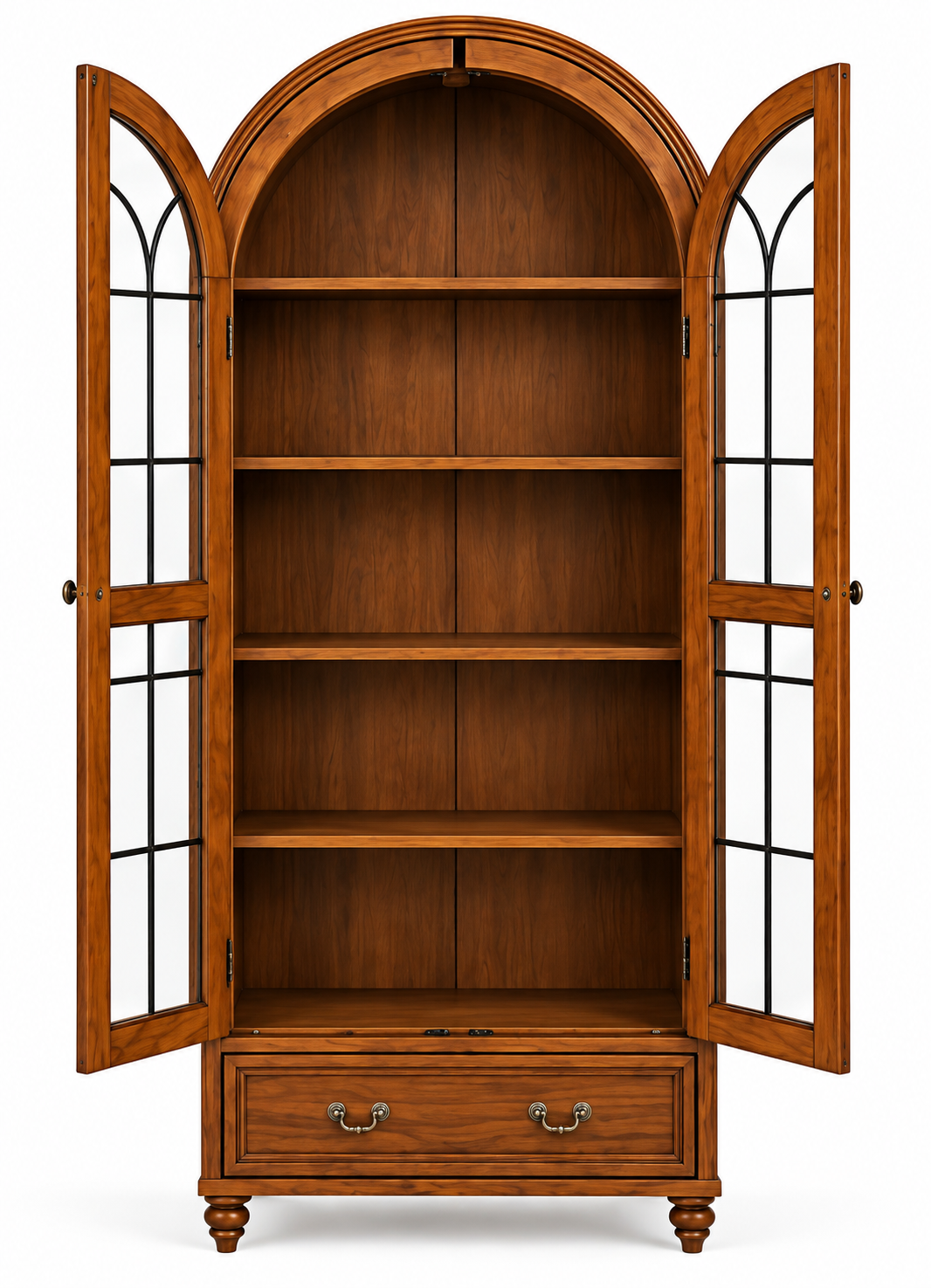 36" Arched Storage Cabinet with Glass Doors & Drawer thumbnail 3