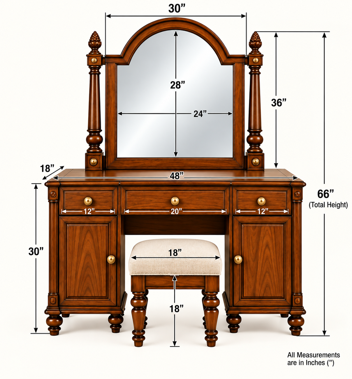 Heritage Teak Wood Dressing Table thumbnail 7