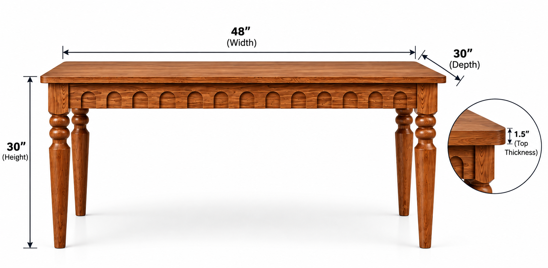 48″ Teak Wood Dining Table thumbnail 5
