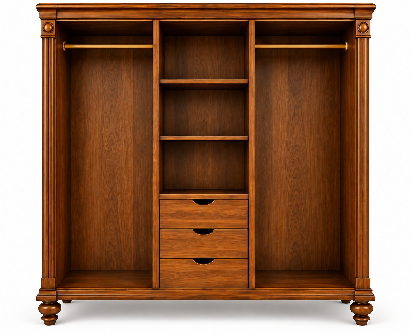Classic 3-Door Wardrobe with Drawers thumbnail 3