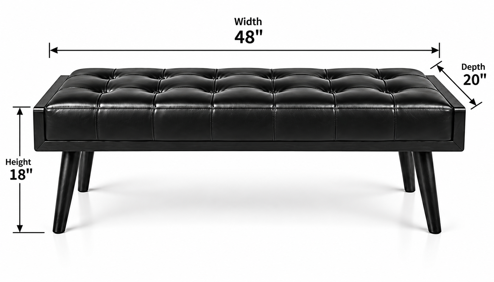 Tufted Upholstered Bench 48 Inch thumbnail 2