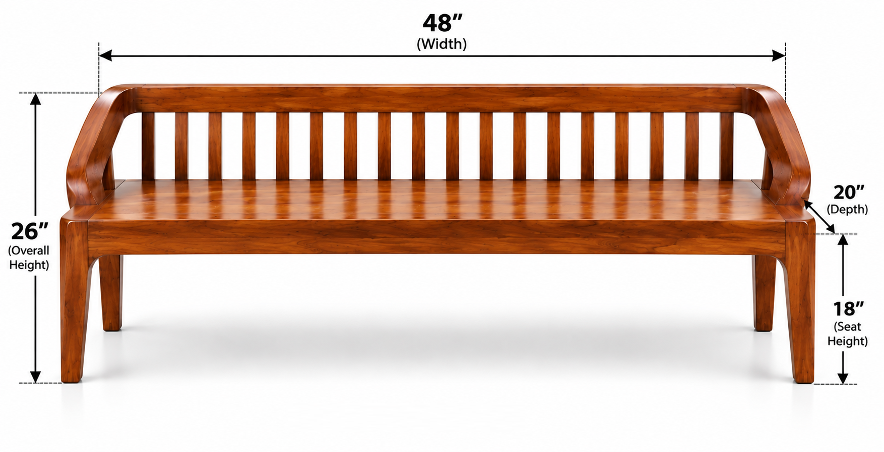 Slatted Backrest Bench – 48 Inch thumbnail 7