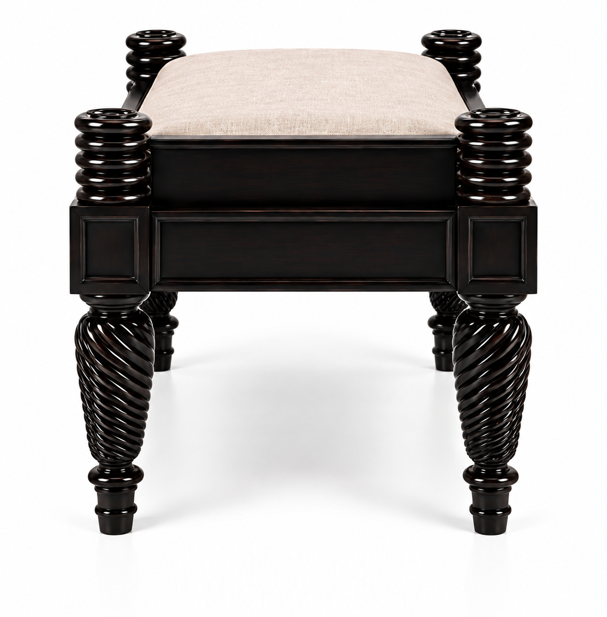 Carved Bench with Upholstered Cushion thumbnail 4