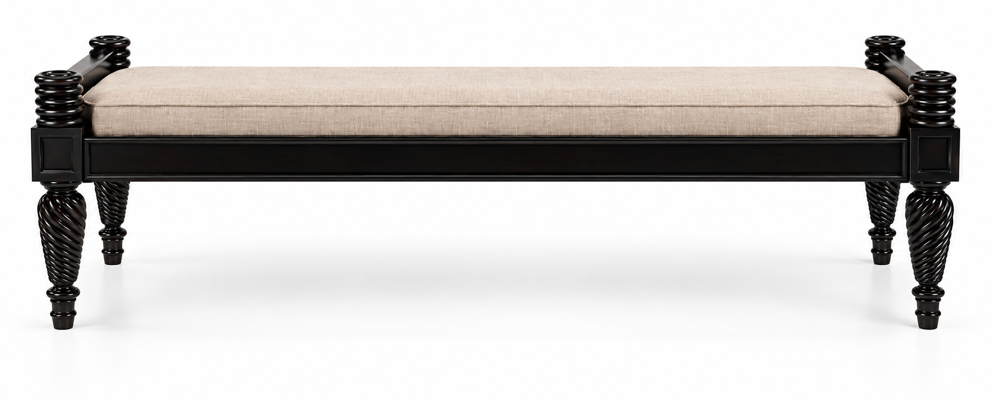 Carved Bench with Upholstered Cushion thumbnail 6