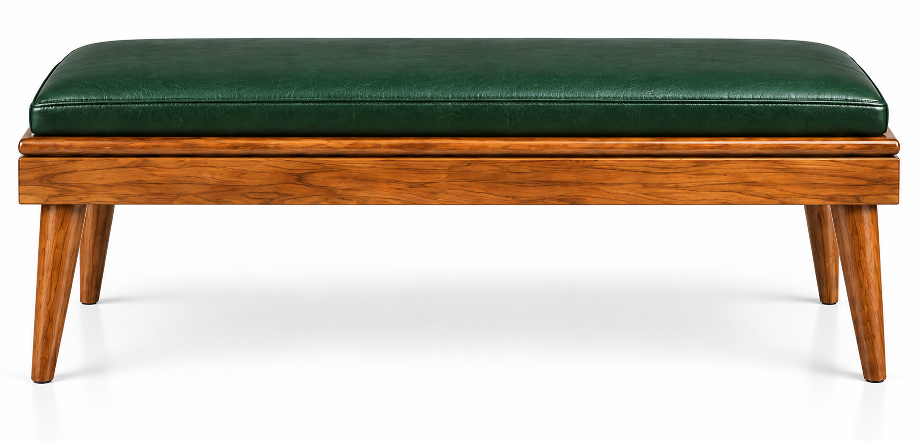 Carved Bench with Emerald Green Upholstered Seat thumbnail 3