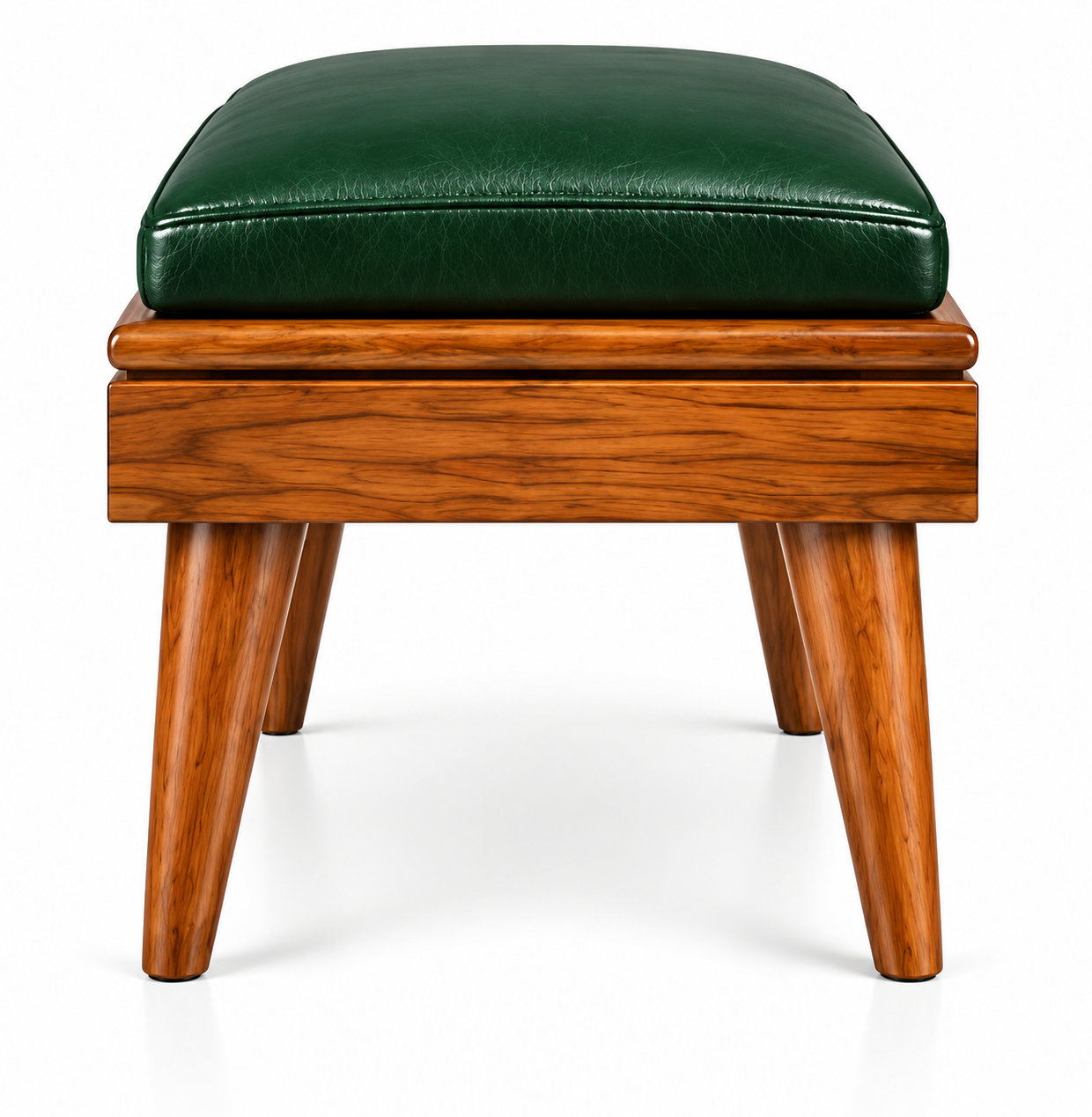 Carved Bench with Emerald Green Upholstered Seat thumbnail 4